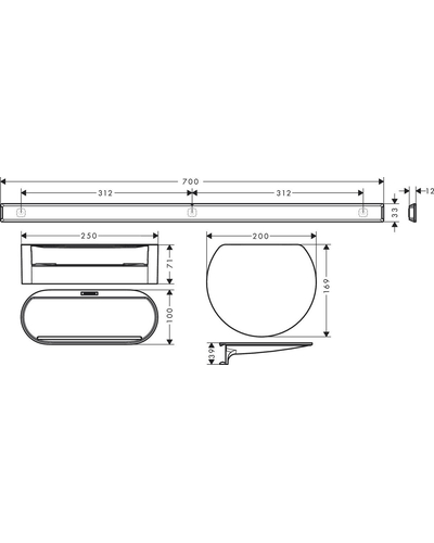 Комплект аксесуарів Hansgrohe WallStoris 2в1, Matt White (27966700)