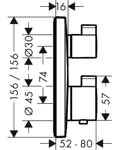 Термостат прихованого монтажу Hansgrohe Ecostat Square з запірним вентилем 1Jet, хром (15712000)