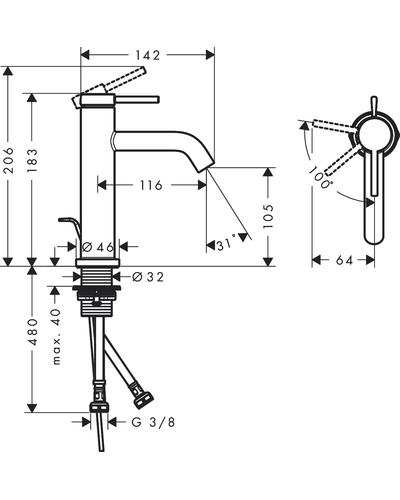 Змішувач Hansgrohe Tecturis S 110 Fine CoolStart для умивальника, Brushed Bronze (73320140)