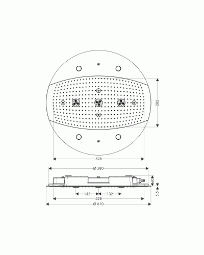 Верхній душ Hansgrohe Rainmaker 600 3jet, Chrome (26117000)
