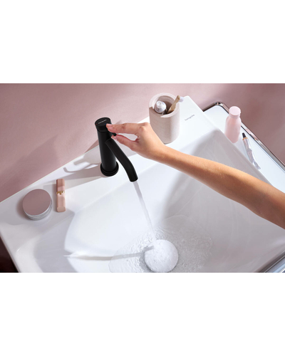 Змішувач Hansgrohe Tecturis S110 Fine CoolStart для умивальника з донним клапаном pop-up, Matt Black (73323670)