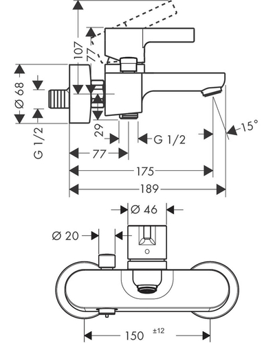 Змішувач для ванни Hansgrohe Metris S (31460000)