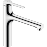 Смеситель hansgrohe Zesis M33 с выдвижным изливом для кухонной мойки, хром 74822000