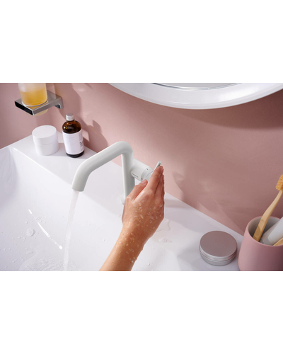 Змішувач для умивальника Hansgrohe Tecturis S 110 Fine CoolStart, Matt White (73321700)