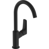 Смеситель hansgrohe Logis для раковины с поворотным изливом и сливным гарнитуром, черный матовый 71130670