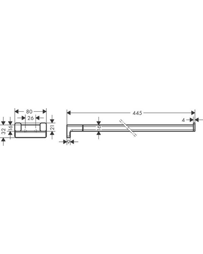 Рушникотримач Hansgrohe AddStoris 44,5 см, подвійний, Matt Black (41770670)