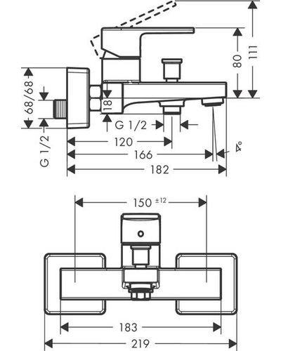 Змішувач для ванни Hansgrohe Vernis Shape, хром (71450000)