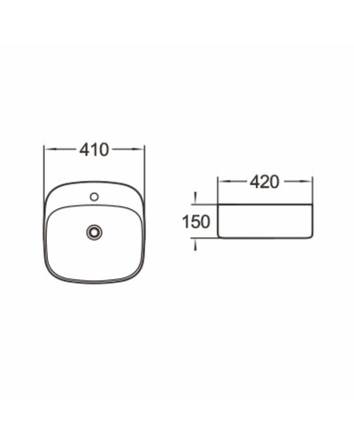 Умывальник Imprese I-LOD накладной 41*42*15см с отверстием под смеситель с06010703-41