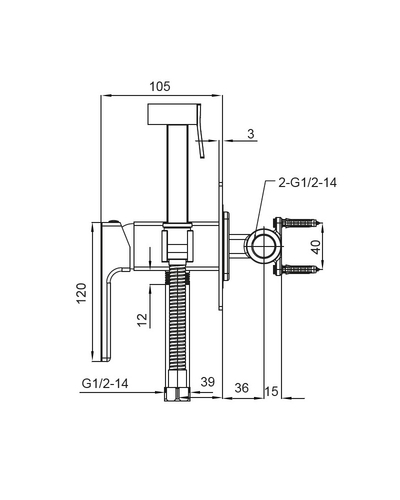 Смеситель для гигиенического душа Koer KB-23009-01 (Цвет хром) (KR3510)