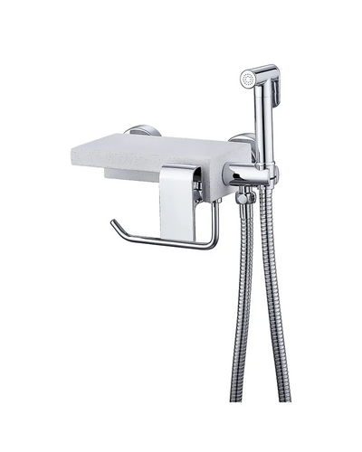 Змішувач з гігієн. душем, тримачем рушника і кам'ян. поличкою Koer KB-25101-01 (KR3390)