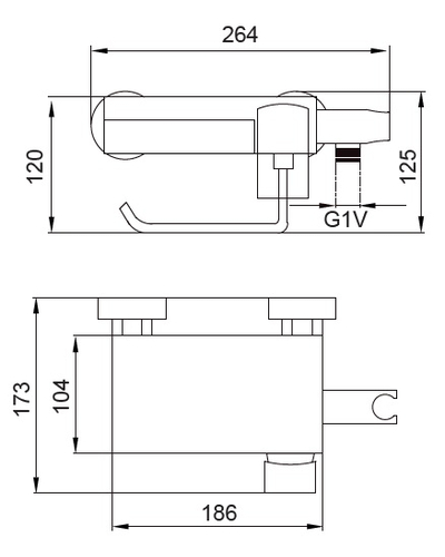 Змішувач з гігієн. душем, тримачем рушника і кам'ян. поличкою Koer KB-25101-01 (KR3390)