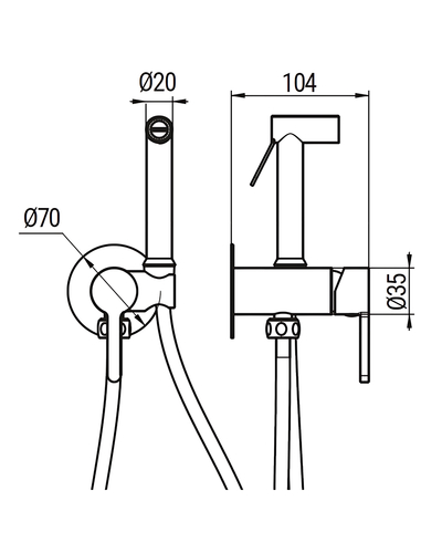 Змішувач для гігієнічного душу Koer KB-23029-07 графіт (KR5499)