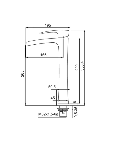 Смеситель для умывальника Koer KB-15007-01 высокий водопад (Цвет хром) (KR3448)