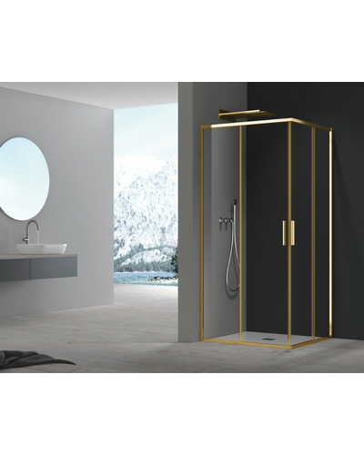 Душова кабіна без піддону Koer SR SC10-90x90x195-TR-12 прозоре скло Easy Clean 6мм, матове золото (KR5943)