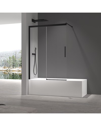 Шторки стеклянные на ванну раздвижные Koer SR BS06-120x150-TR-07 прозрачное стекло Easy Clean 6мм, графит (KR5947)