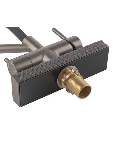 Смеситель для кухни Koer KB-74027-07 с функцией "водопад" и черным силиконовым изливом графит (KR5203)