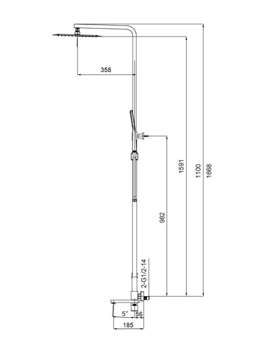 Душевая система со смесителем Koer KB-56010-05 (Цвет черный) (KR3495)