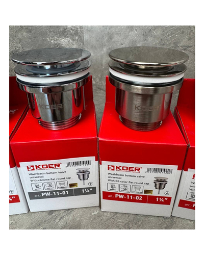 Донний клапан для раковини Koer PW-11-01 1.1/4 універсальний Click-Clack хром (KR5790)