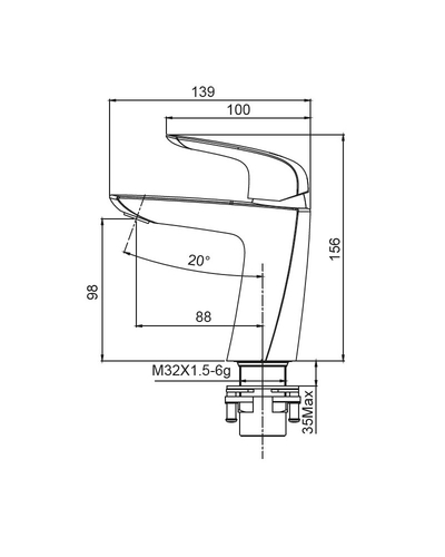 Смеситель для умывальника Koer KB-10008-05 (Цвет черный) (KR3471)