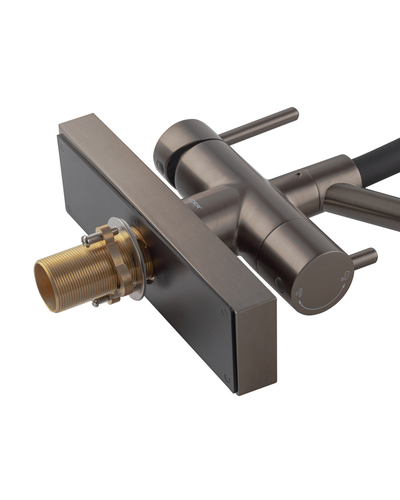 Смеситель для кухни Koer KB-74027-07 с функцией "водопад" и черным силиконовым изливом графит (KR5203)