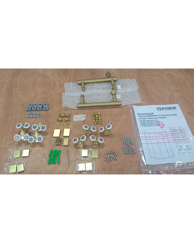 Душова кабіна без піддону Koer SR SC04-90x90x195-TR-12 прозоре скло Easy Clean 5мм матове золото (KR5681)