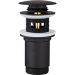 Донний клапан для раковини Koer PW-07-05 1.1/4 з переливом автоматичний Click-Clack чорний мат (KR5785)