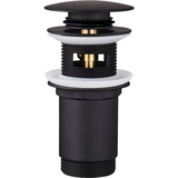 Донний клапан для раковини Koer PW-07-05 1.1/4 з переливом автоматичний Click-Clack чорний мат (KR5785)