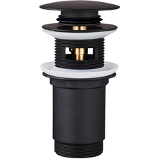 Донний клапан для раковини Koer PW-07-05 1.1/4 з переливом автоматичний Click-Clack чорний мат (KR5785)