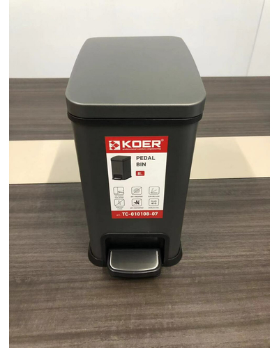 Відро для сміття з плавним закриттям прямокутне Koer TC-010108-07 8 л колір графіт (KR5591)