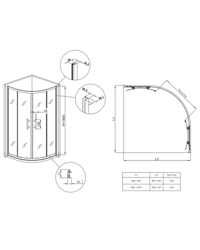 Душова кабіна без піддону Koer SR SC04-90x90x195-TR-02 прозоре скло Easy Clean 5мм SS Color (KR5682)