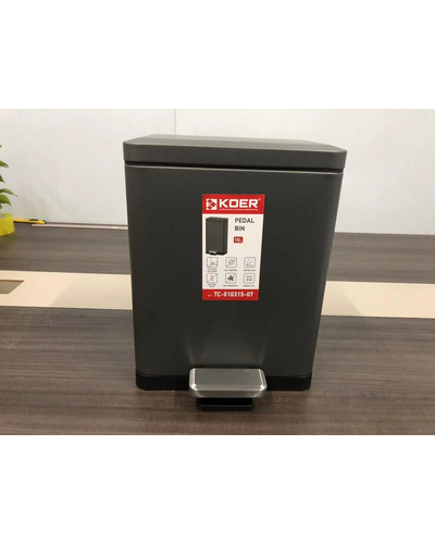 Відро для сміття з плавним закриттям прямокутне Koer TC-010315-07 15 л колір графіт (KR5604)