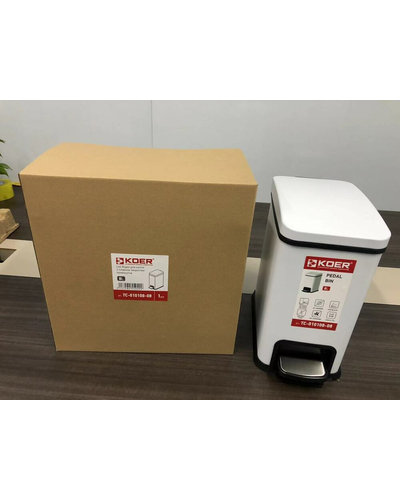 Відро для сміття з плавним закриттям прямокутне Koer TC-010108-08 8 л колір білий (KR5592)