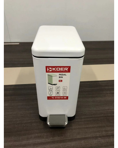 Відро для сміття з плавним закриттям прямокутне Koer TC-010210-08 10 л колір білий (KR5598)