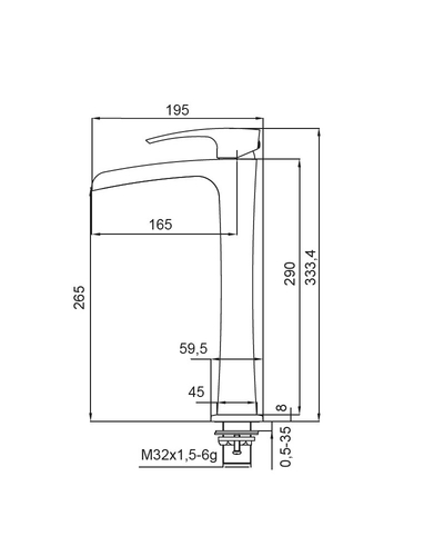 Смеситель для умывальника Koer KB-15007-05 высокий водопад (Цвет черный) (KR3449)
