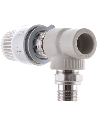 Кран термостатический с термоголовкой угловой 25x3/4 PPR Koer K0154.PRO (KP0196)