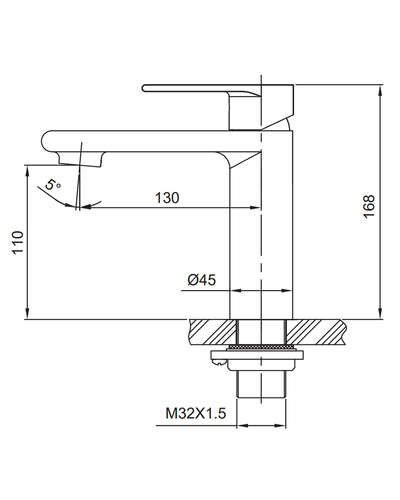 Смеситель для умывальника Koer KI-10015-02 (из нерж. стали) (Цвет нерж) (KR4781)