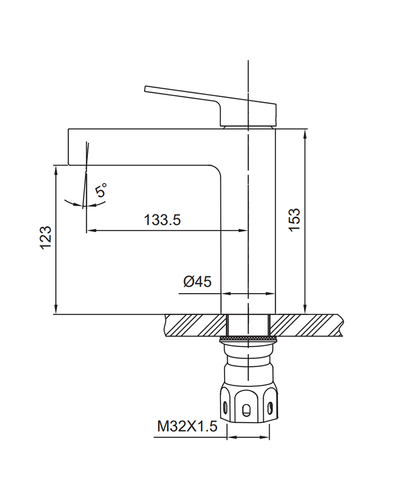 Смеситель для умывальника Koer KI-10016-02 (из нерж. стали) (Цвет нерж) (KR4789)