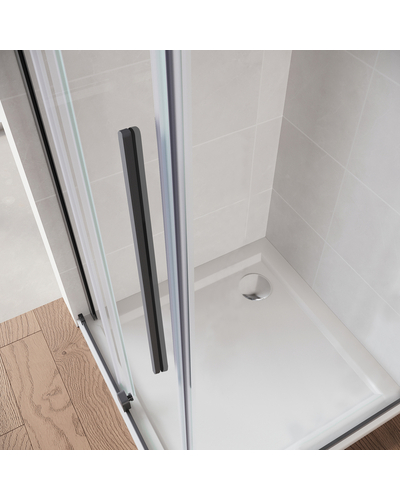Двері у нішу Walk-In розсувні Koer SR SD07-120x200-R-TR-07 прозоре скло Easy Clean 8мм графіт права (KR5775)