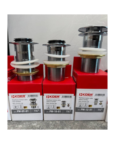 Донний клапан для раковини Koer PW-12-01 1.1/4 без переливу автоматичний Click-Clack хром (KR5798)