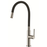 Смеситель для кухни Koer KI-70032-02 из нерж. стали SUS304 (Цвет нерж+силиконовый излив черный) (KR5548)