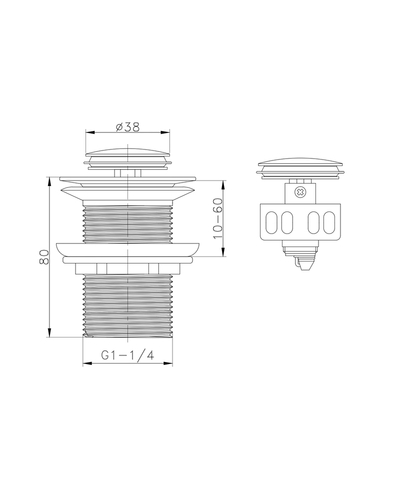 Донний клапан для раковини Koer PW-10-01 1.1/4 без переливу автоматичний Click-Clack хром (KR5797)