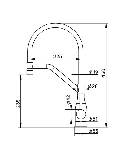 Смеситель для кухни KOER KI-70033-07 из нерж. стали SUS304 графит (KR5818)