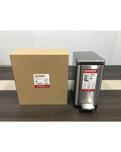 Відро для сміття з плавним закриттям прямокутне Koer TC-010210-02 10 л колір нержавійка (KR5597)