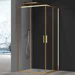 Душова кабіна без піддону Koer SR SC10-90x90x195-TR-12 прозоре скло Easy Clean 6мм, матове золото (KR5943)