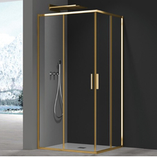 Душова кабіна без піддону Koer SR SC10-90x90x195-TR-12 прозоре скло Easy Clean 6мм, матове золото (KR5943)