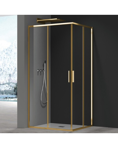 Душова кабіна без піддону Koer SR SC10-90x90x195-TR-12 прозоре скло Easy Clean 6мм, матове золото (KR5943)