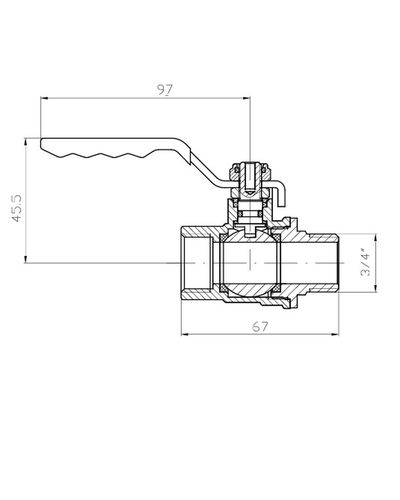 Кран шаровой ГШВ Koer Extreme KE.215-20 - 3/4" FM ручка "рычаг" красная (KR5751)