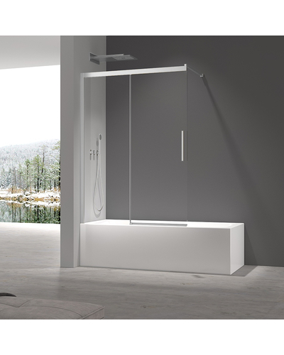 Шторки стеклянные на ванну раздвижные Koer SR BS06-120x150-TR-01 прозрачное стекло Easy Clean 6мм, хром (KR5945)