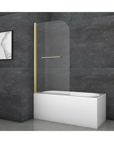 Шторки стеклянные на ванну распашные Koer SR BS02-80x140-TR-12 прозрачное стекло 6мм, матовое золото (KR5940)