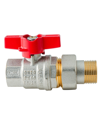 Кран с американкой Koer Extreme KE.227-20 - 3/4" ручка "бабочка" красная (KR5766) Кран с американкой Koer Extreme KE.227-20 - 3/4" ручка "бабочка" красная (KR5766)